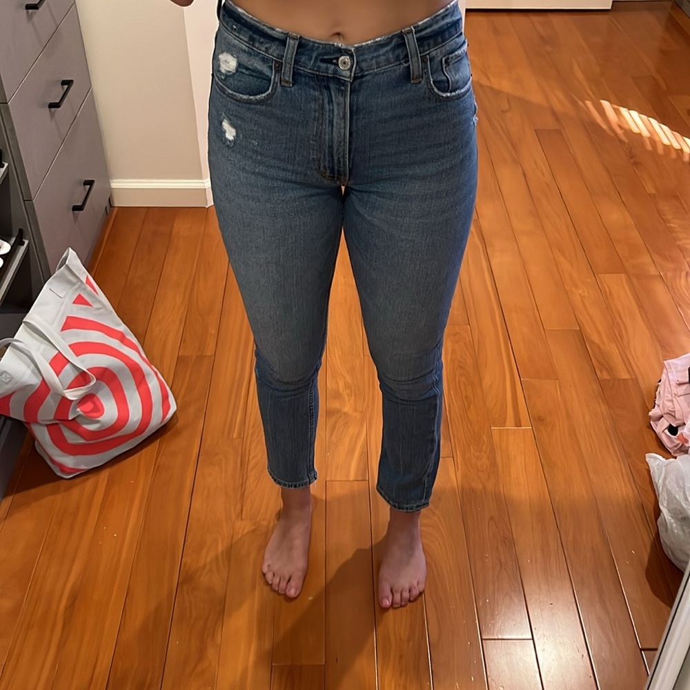 Abercrombie skinny high rise jean medium wash